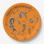 Happy Halloween Dancing Skeleton Danse Macabre Pappteller (Vorderseite)