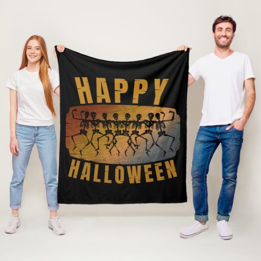 HAPPY HALLOWEEN DANCING SKELETON FLEECEDECKE (Beispiel)