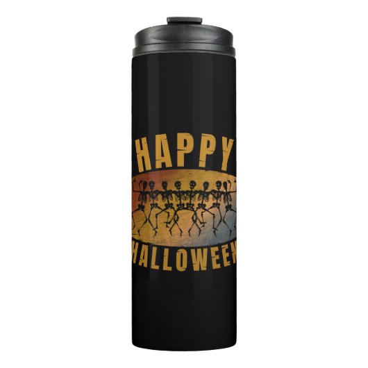 HAPPY HALLOWEEN DANCING SKELETON THERMOSBECHER (Vorderseite)