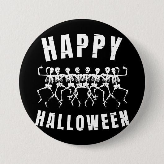 HAPPY HALLOWEEN DANCING SKELETONS BUTTON (Vorderseite)