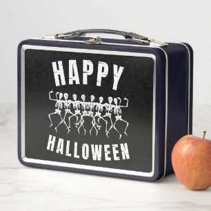 HAPPY HALLOWEEN DANCING SKELETONS METALL BROTDOSE