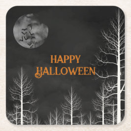 Happy Halloween Dark Woods Party Rechteckiger Pappuntersetzer
