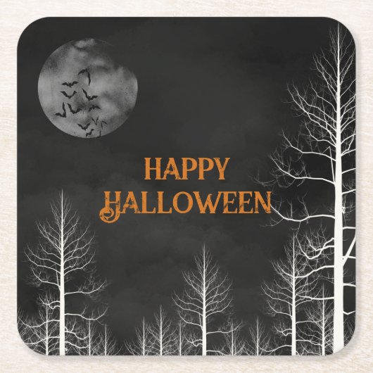 Happy Halloween Dark Woods Party Rechteckiger Pappuntersetzer (Vorderseite)