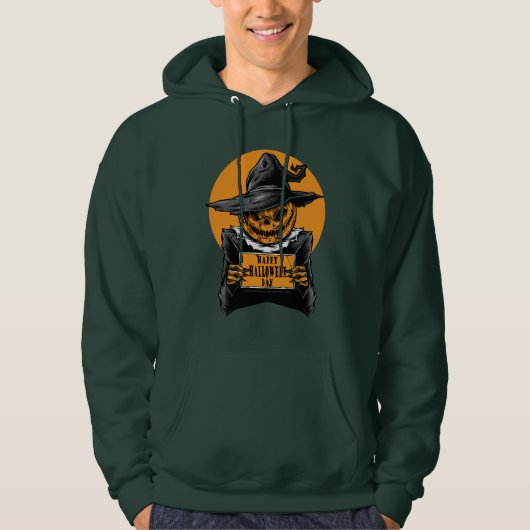 Happy Halloween Day Jack-O'-Lantern Scarecrow Hoodie (Vorderseite)