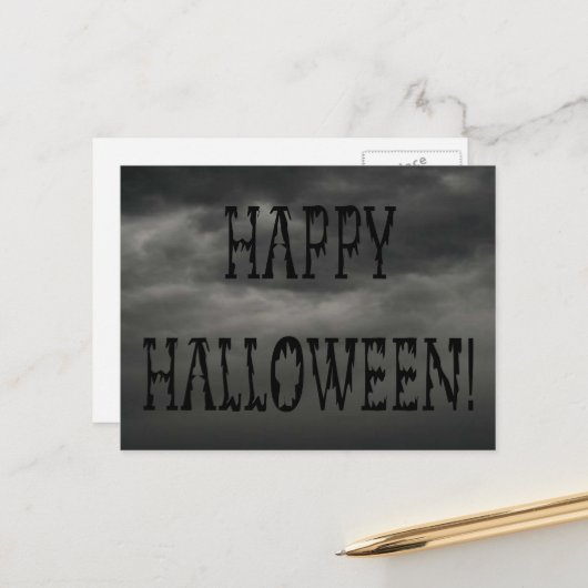 Happy Halloween Deadworld Text Postkarte (Vorderseite/Rückseite Beispiel)