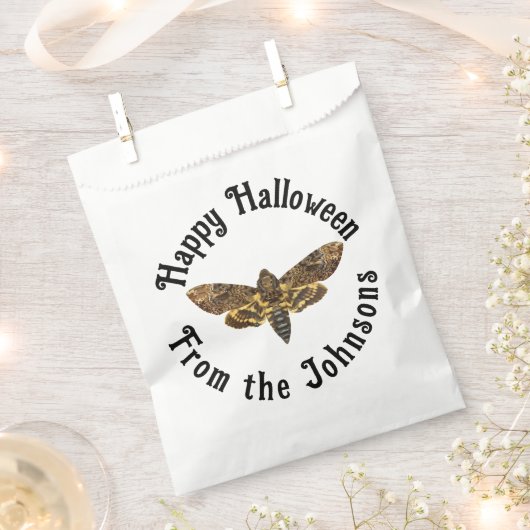 Happy Halloween Death's Head Moth custom name Geschenktütchen (Ausgeschnitten)