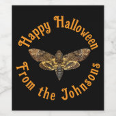 Happy Halloween Death's Head Moth custom name Weinetikett (Einzelnes Label)