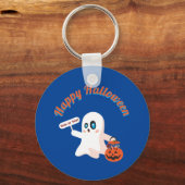 Happy Halloween Deep Blue Schlüsselanhänger (Vorderseite)