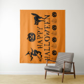 Happy Halloween-Dekor in Schwarz und Orange Wandteppich (Beispiel)