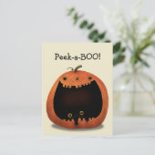 Happy Halloween Dekoration Black Cat in Pumpkin Postkarte (Stehend Vorderseite)