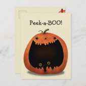 Happy Halloween Dekoration Black Cat in Pumpkin Postkarte (Vorne/Hinten)
