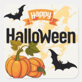 Happy Halloween Design Quadratischer Aufkleber (Vorderseite)