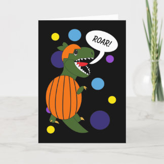 Happy Halloween Dinosaur Trex Funny Personalize Dankeskarte