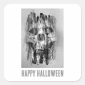 Happy Halloween. Distressed skull Quadratischer Aufkleber (Vorderseite)