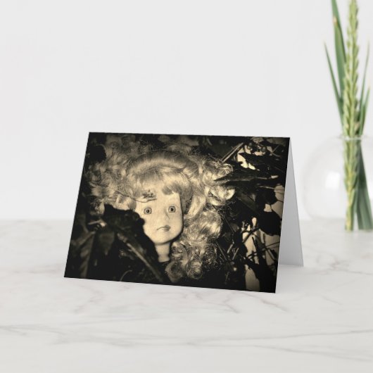 Happy Halloween Doll Head in Sepia Karte (Vorderseite)