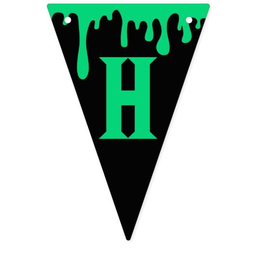 Happy Halloween Dripping Green Slime Black Wimpelkette (Erste Fahne)