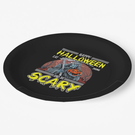 Happy Halloween Eat Drink And Be Scary Cool  Pappteller (Schrägansicht)