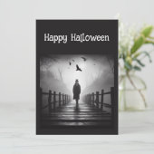 Happy Halloween Edgar Allan Poe Raven Gedicht Karte (Stehend Vorderseite)
