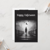 Happy Halloween Edgar Allan Poe Raven Gedicht Karte (Vorderseite/Rückseite Beispiel)