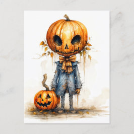 Happy Halloween Eerie Pumpkin Fiend Postkarte