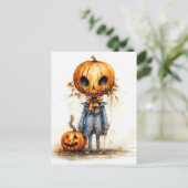 Happy Halloween Eerie Pumpkin Fiend Postkarte (Stehend Vorderseite)
