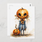 Happy Halloween Eerie Pumpkin Fiend Postkarte (Vorne/Hinten)