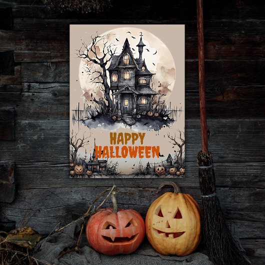 Happy Halloween Eerie Spuk House Poster