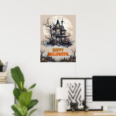 Happy Halloween Eerie Spuk House Poster (Heimbüro)