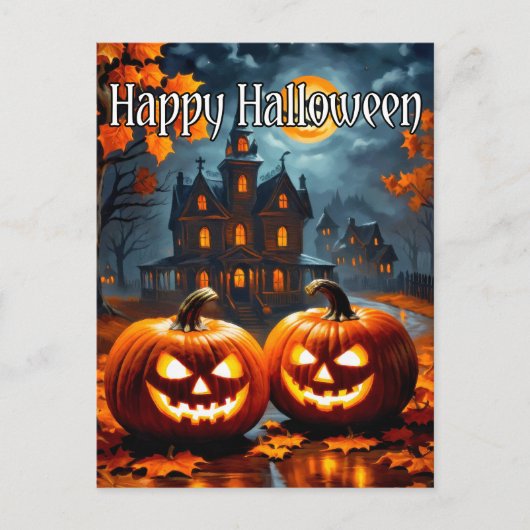 Happy Halloween, ein furchtbares Spuk Haus Postkarte (Vorderseite)