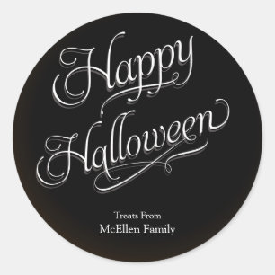 Happy Halloween Elegant Calligraphy Runder Aufkleber