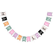 Happy Halloween Elegantes Pastellfarben und Schwar Wimpelkette (Alle)