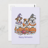 Happy Halloween English Bulldogs Pumpkin Postkarte (Vorne/Hinten)