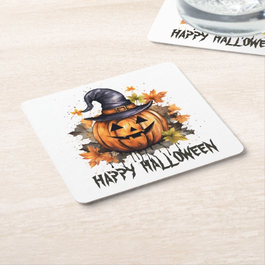 Happy Halloween Evil Grinning Pumpkin Art Rechteckiger Pappuntersetzer (angewinkelt)