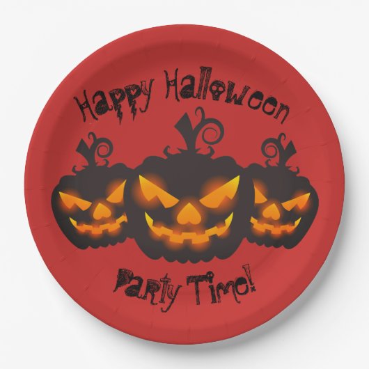 Happy Halloween Evil Pumpkins Paper Plate Pappteller (Vorderseite)