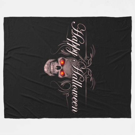 Happy Halloween Evil Skull Fleecedecke (Vorderseite (Horizontal))