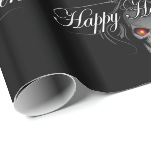 Happy Halloween Evil Skull Geschenkpapier (Rolleneckpunkt)