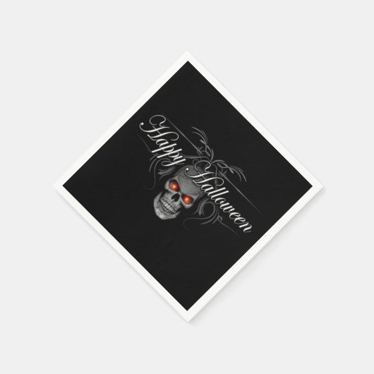 Happy Halloween Evil Skull Serviette (Ecke)