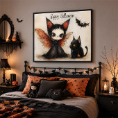 Happy Halloween Fairy & Cat | Niedlich Spooky Wall Poster
