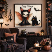 Happy Halloween Fairy & Cat | Niedlich Spooky Wall Poster