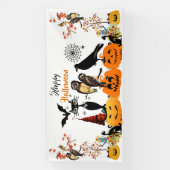 Happy Halloween Fall Pumpkin Black Cat Owl Spooky Banner (Vertikal)
