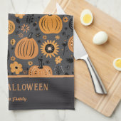 Happy Halloween Fall Pumpkin Family Name Geschirrtuch (Viertel Falte)