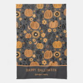 Happy Halloween Fall Pumpkin Family Name Geschirrtuch (Vertikal)