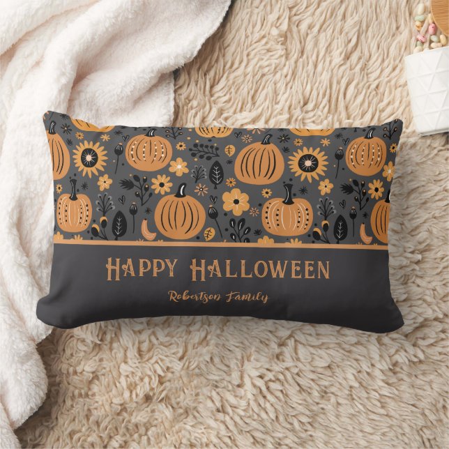 Happy Halloween Fall Pumpkin Family Name Lendenkissen (Decke)