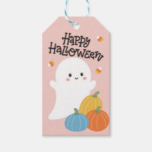 Happy Halloween Fam Tag mit Niedlichem Geist und R Geschenkanhänger