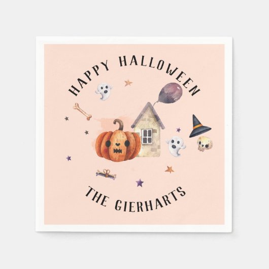 Happy Halloween Family Leckereien Custom Party Pap Serviette (Vorderseite)
