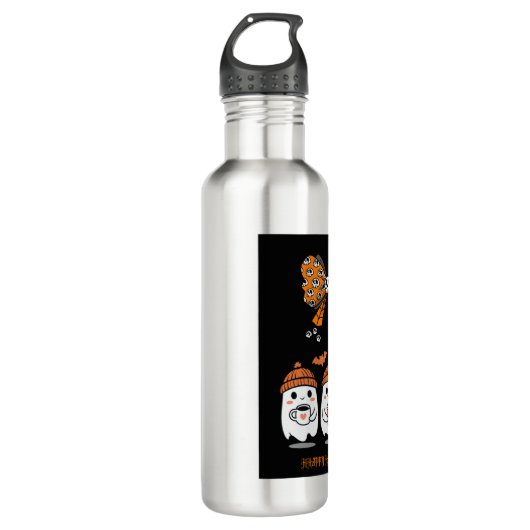 Happy Halloween – fantômes café mignons Edelstahlflasche (Vorderseite)