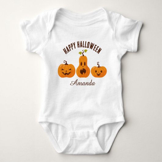 Happy Halloween farbenfrohe Funny Orange Pumpkins Baby Strampler (Vorderseite)
