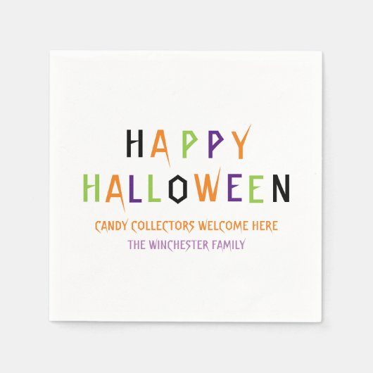 Happy Halloween farbenfroher, seltsamer, benutzerd Serviette (Vorderseite)