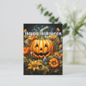 Happy Halloween | Feierlicher Herbstpumpen Postkarte (Stehend Vorderseite)