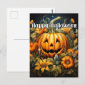 Happy Halloween | Feierlicher Herbstpumpen Postkarte (Vorne/Hinten)